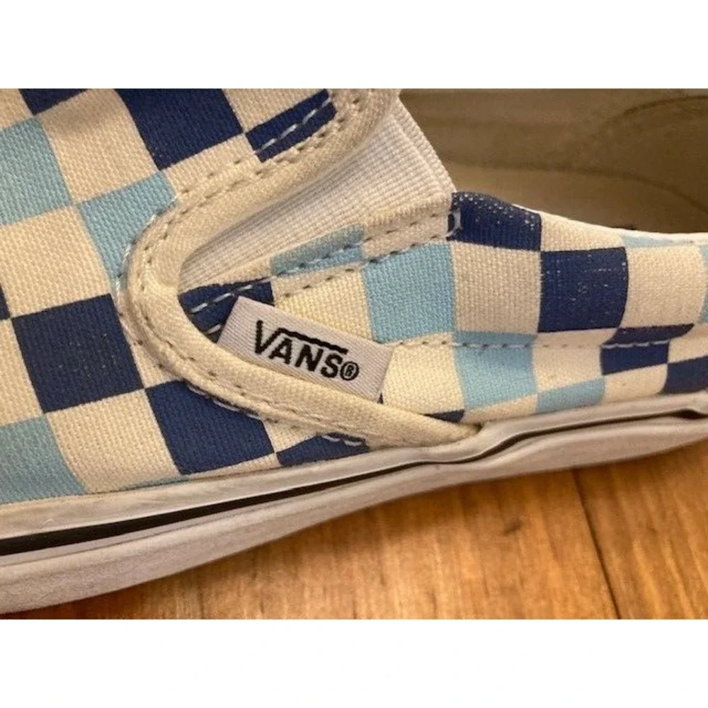 W 8.5 - VANS Classic Slip On Royal and Baby‎ Blue Checkerboard